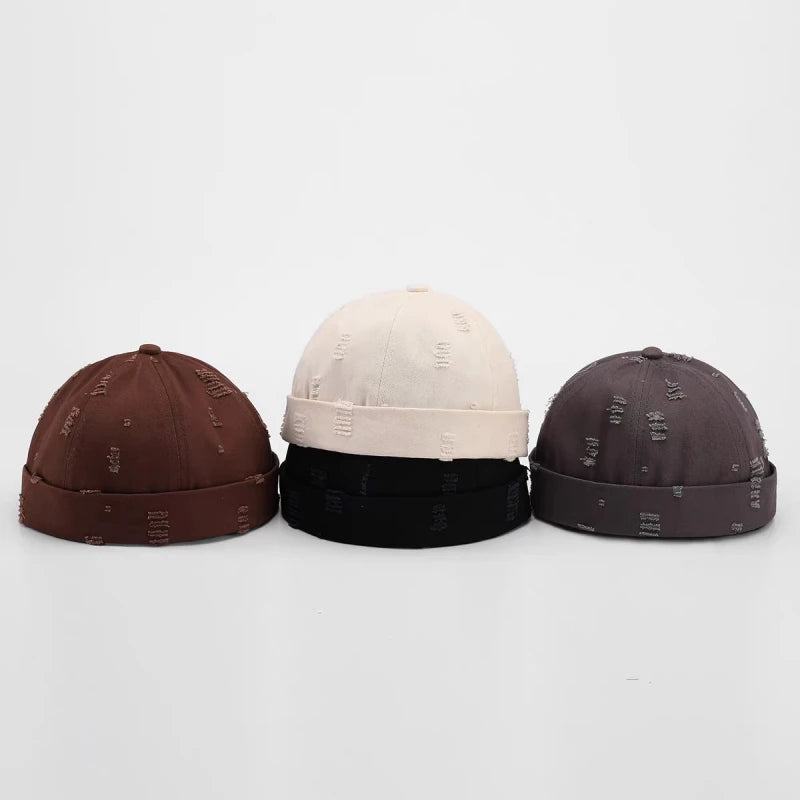 Washed Cotton Destroyed Ripped Docker Cap