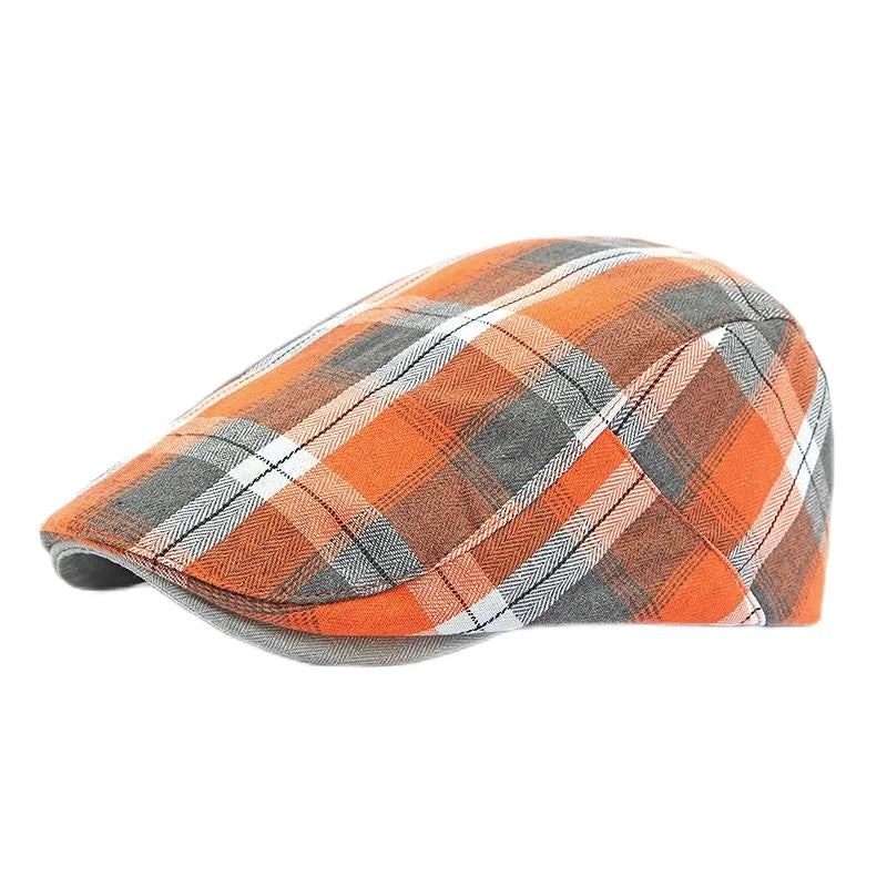 Spring Summer Dopamine Plaid Beret Duck Tongue Forward Hat