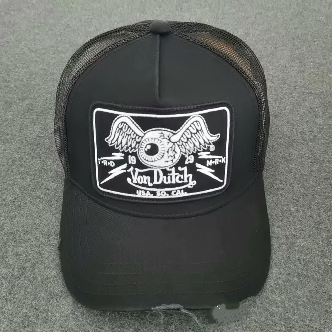 Casual Fashion VON Baseball Cap Breathable Shade Alphabet Embroidery Sunblock Mesh Embroidered DUTCH Trucker Hat