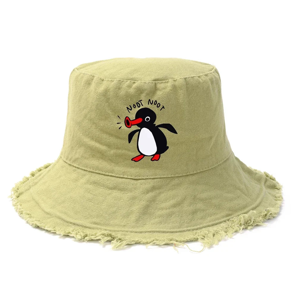 Summer Penguin Bucket Hat Reversible Bob Men Women Cotton