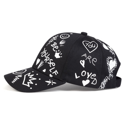 Unisex Smiling Face Graffiti Print Baseball Caps Spring Autumn