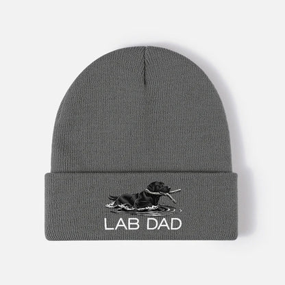 Lab Dad Dog Beanie Hat Knit Winter Cap
