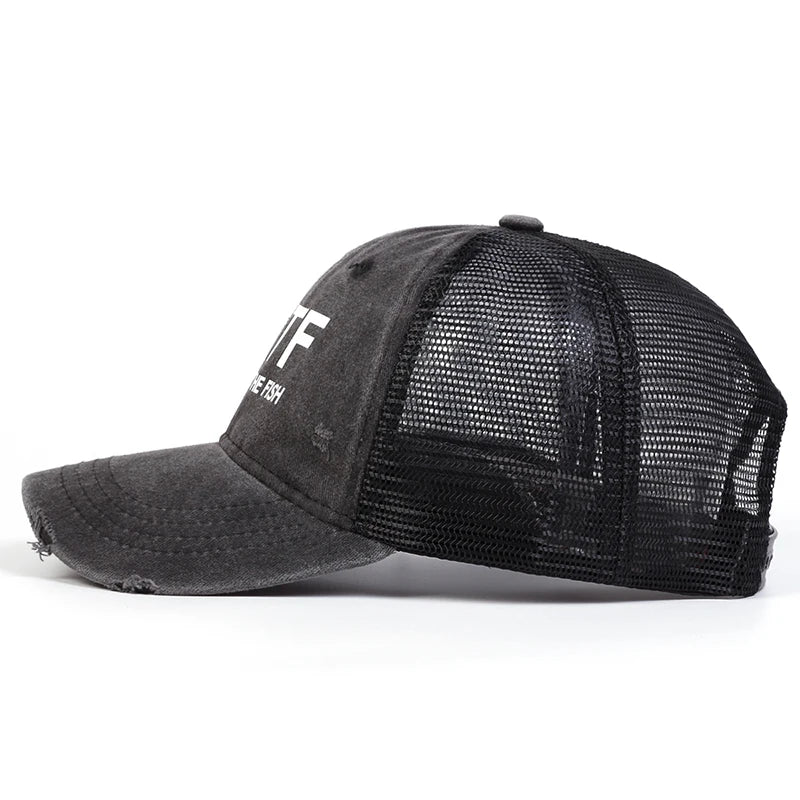 Unisex Wtf Letter Embroidery Wash Baseball Net Caps Hip Hop Cap Spring Summer