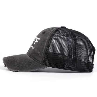 Unisex Wtf Letter Embroidery Wash Baseball Net Caps Hip Hop Cap Spring Summer