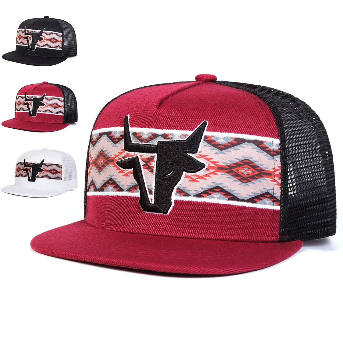 Unisex Bull Head Embroidery Baseball Net Hats Spring Summer Outdoor