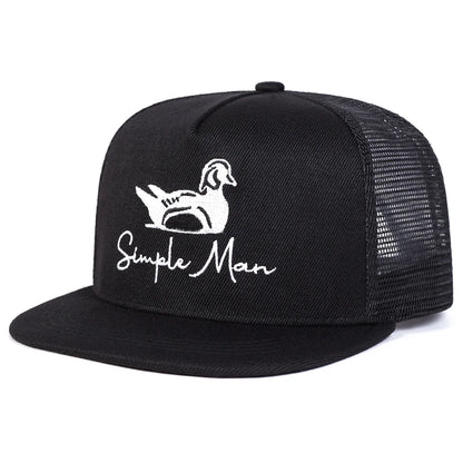 Unisex Simple Man Duck Embroidery Hip-hop Net Hats Spring Summer