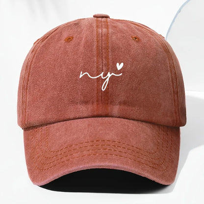 Small Heart Print Washed Vintage Baseball Cap Fashion Men Women Sun Hat