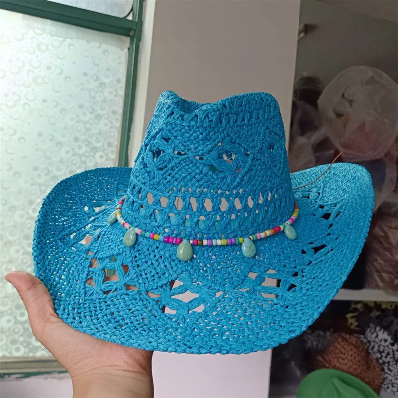 Woven Hard Summer Sapphire Accessories Neutral Cowboy Hat
