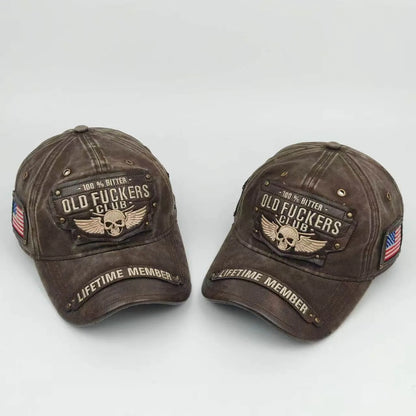 American Punk Old Timer Club Fashion Casual Washed Vintage Baseball Cap Embroidered Style Unisex Duckbill Cap