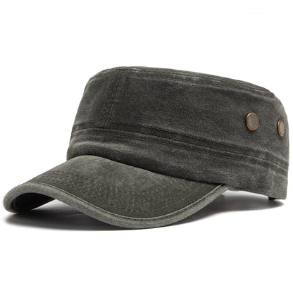 Men Flat Army Hat Washed Cotton Vintage Visor Baseball Cap Hunting Militarily Caps Casual Outdoor