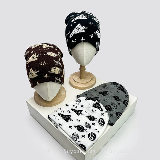 New Men Women Interesting Rocket Planet Jacquard Knitted Hats
