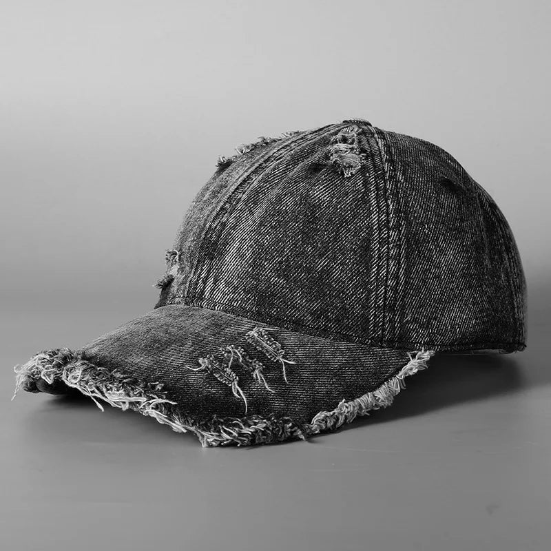 Washed Denim Baseball Cap Unisex Large Brim Face Slimming Street Fashion Hat