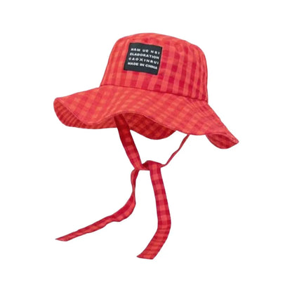 Summer Bucket Hat Breathable Sun Protection Retro Plaid Women