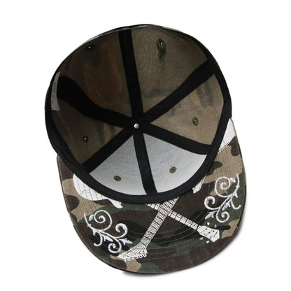 2026 Camouflage Skull Embroidery Snapback Hat
