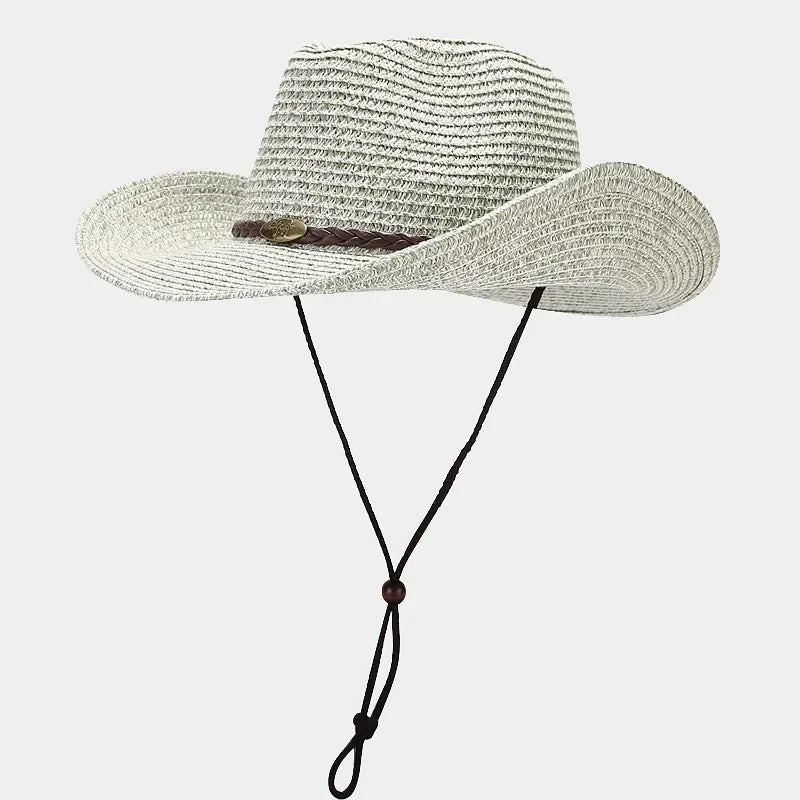 Summer UPF50+ Wide Brim Sun Hat Outdoor Western Cowboy Fisherman Cap