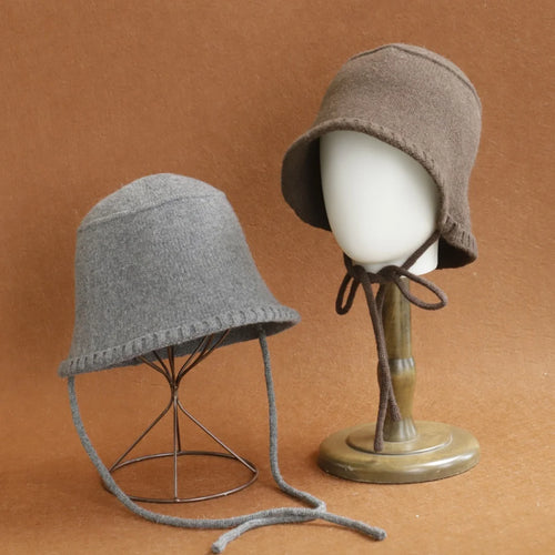 2026 New Cashmere Wool Bucket Hat Thick Women