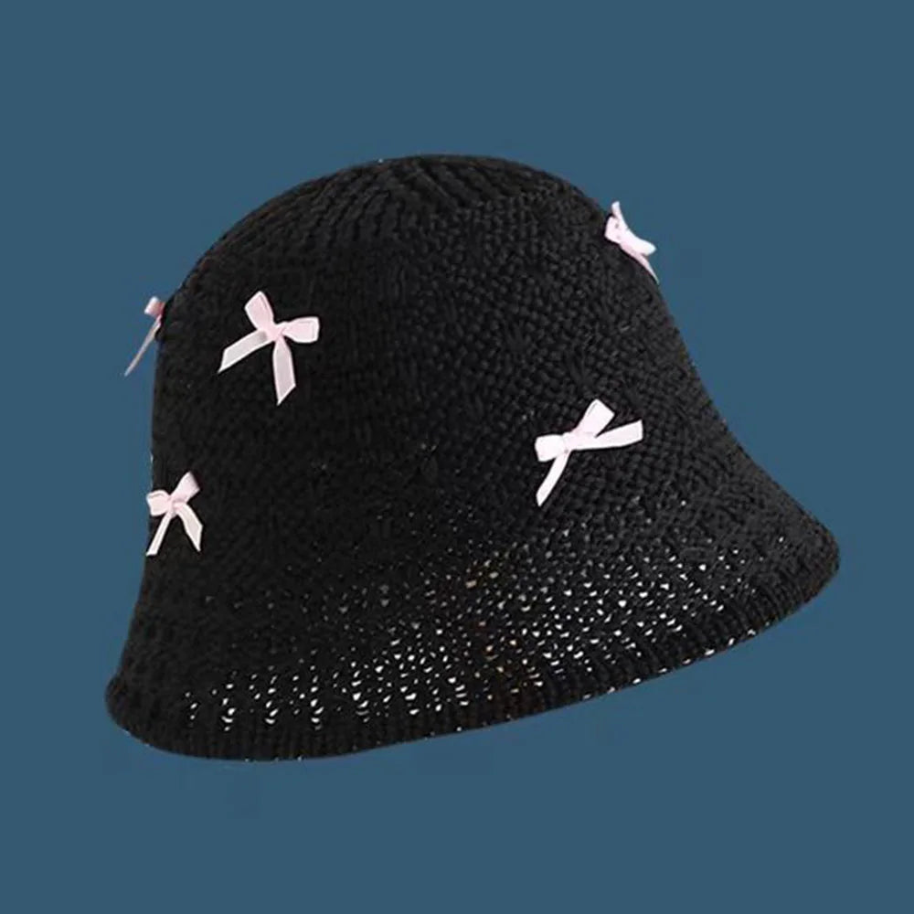 Korean Bowknot Straw Hat For Women Outdoor