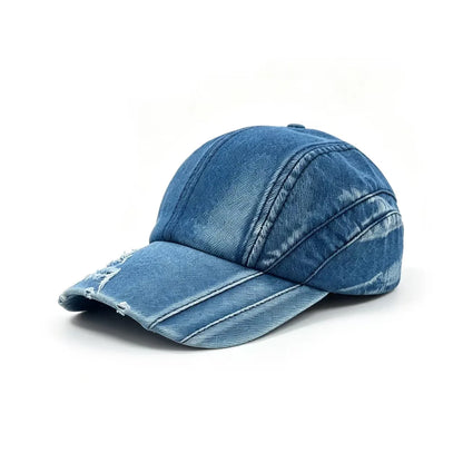 Water-Washed Denim With Holes, Baseball Cap