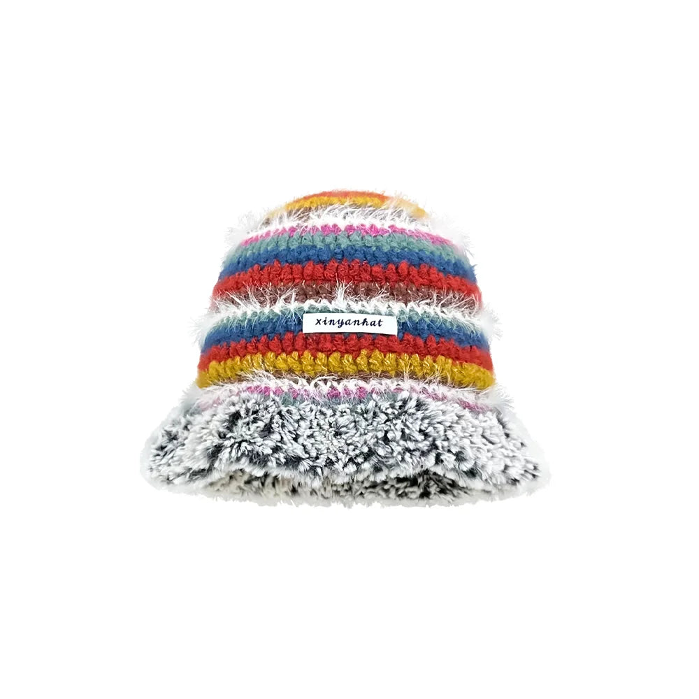 Dopamine Autumn Crochet Panama Cap Korean Handmade Bucket Hats