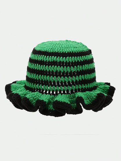 Solid Color Hand Knitted Knit Hat In Bohemian Style With Hollowed Out