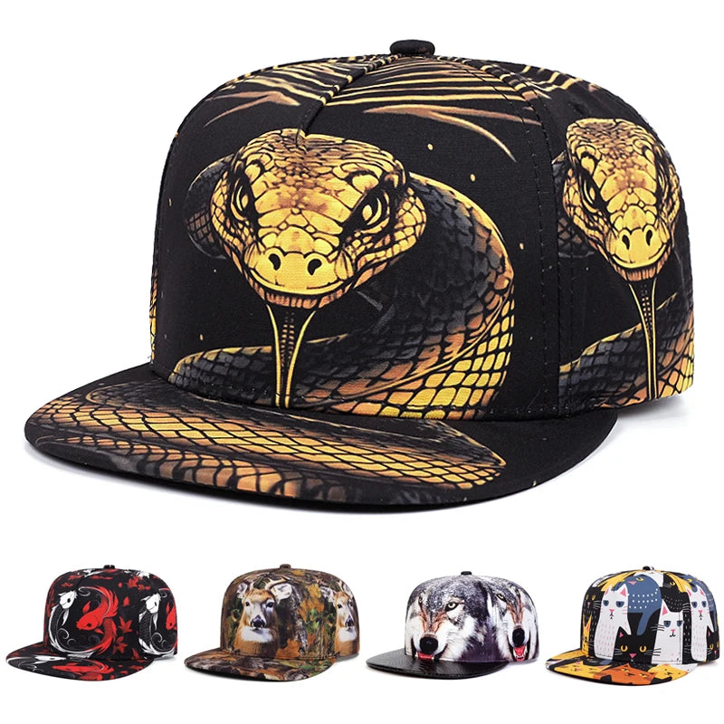 Flat Brimmed Hat Printed Animal Street Hip Hop Hat