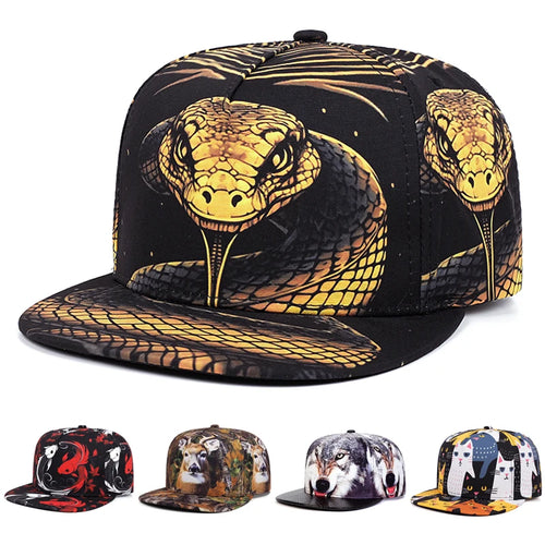 Flat Brimmed Hat Printed Animal Street Hip Hop Hat