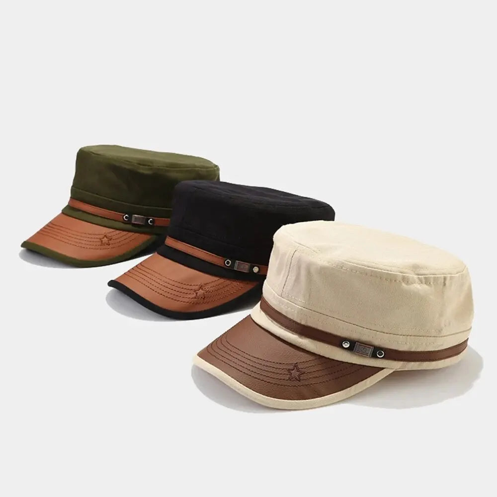 Casual Cadet Hat Man Flat Top Caps Fashion Cotton Visor Hats