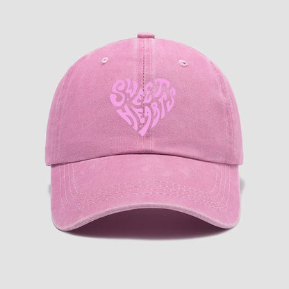 Pink Heart-Shaped Letter Printed Baseball Cap