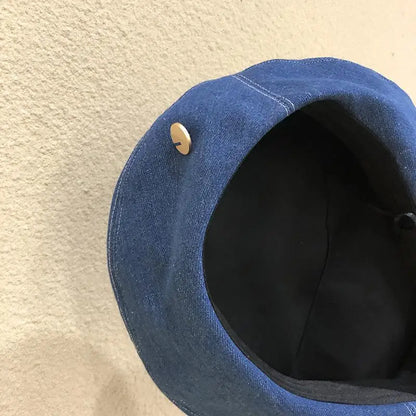 Women's Denim Beret Hat Jeans Berets Painter Hats Spring Beanie Hat