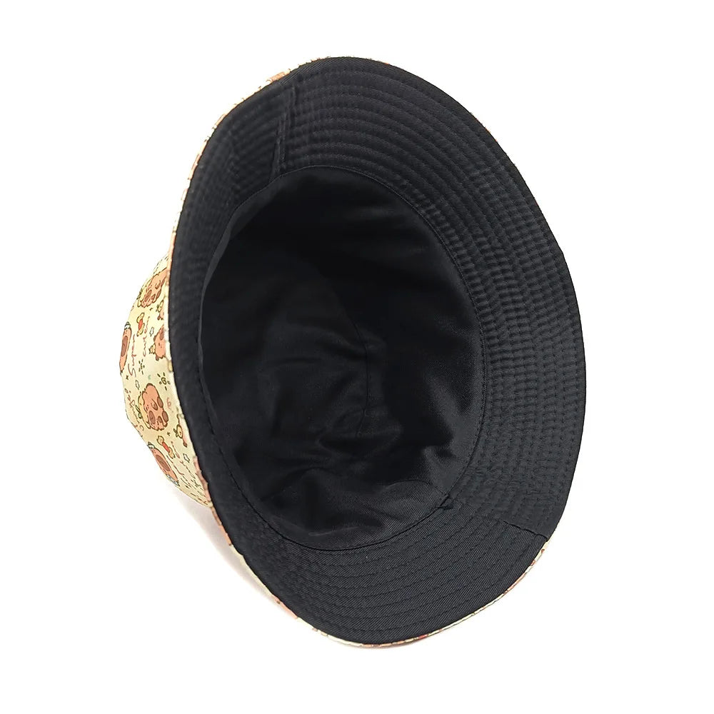 Cute Cartoon Capybara Pattern Panama Hats Summer Sunscreen Fisherman Hat Women Man