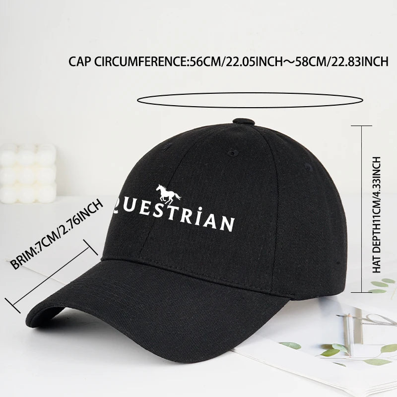 Equestrian Themed Horse Logo Print Soft Top Baseball Cap Soft Comfortable Breathable Adjustable Retro
