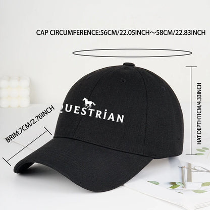 Equestrian Themed Horse Logo Print Soft Top Baseball Cap Soft Comfortable Breathable Adjustable Retro