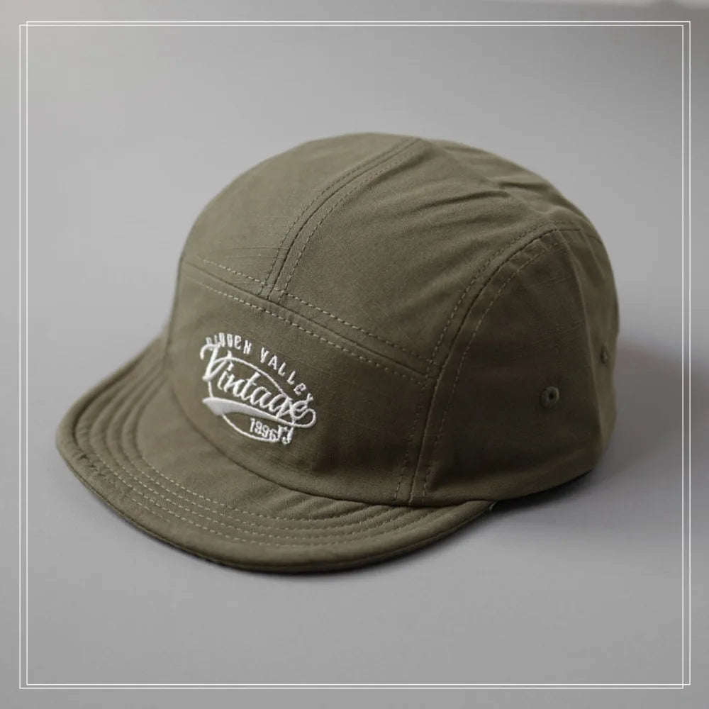 Casual Short Brim Baseball Cap 5-Panel Breathable Flat-Brimmed Sun Cap