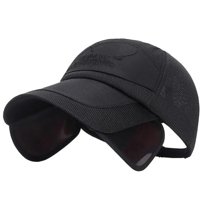 Adjustable Sun Visor Hat Retractable Brim Fishing Cap Quick-Drying Breathable Mesh