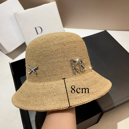 Raffia Straw Bucket Hat Women Summer Bikini Beach Hat