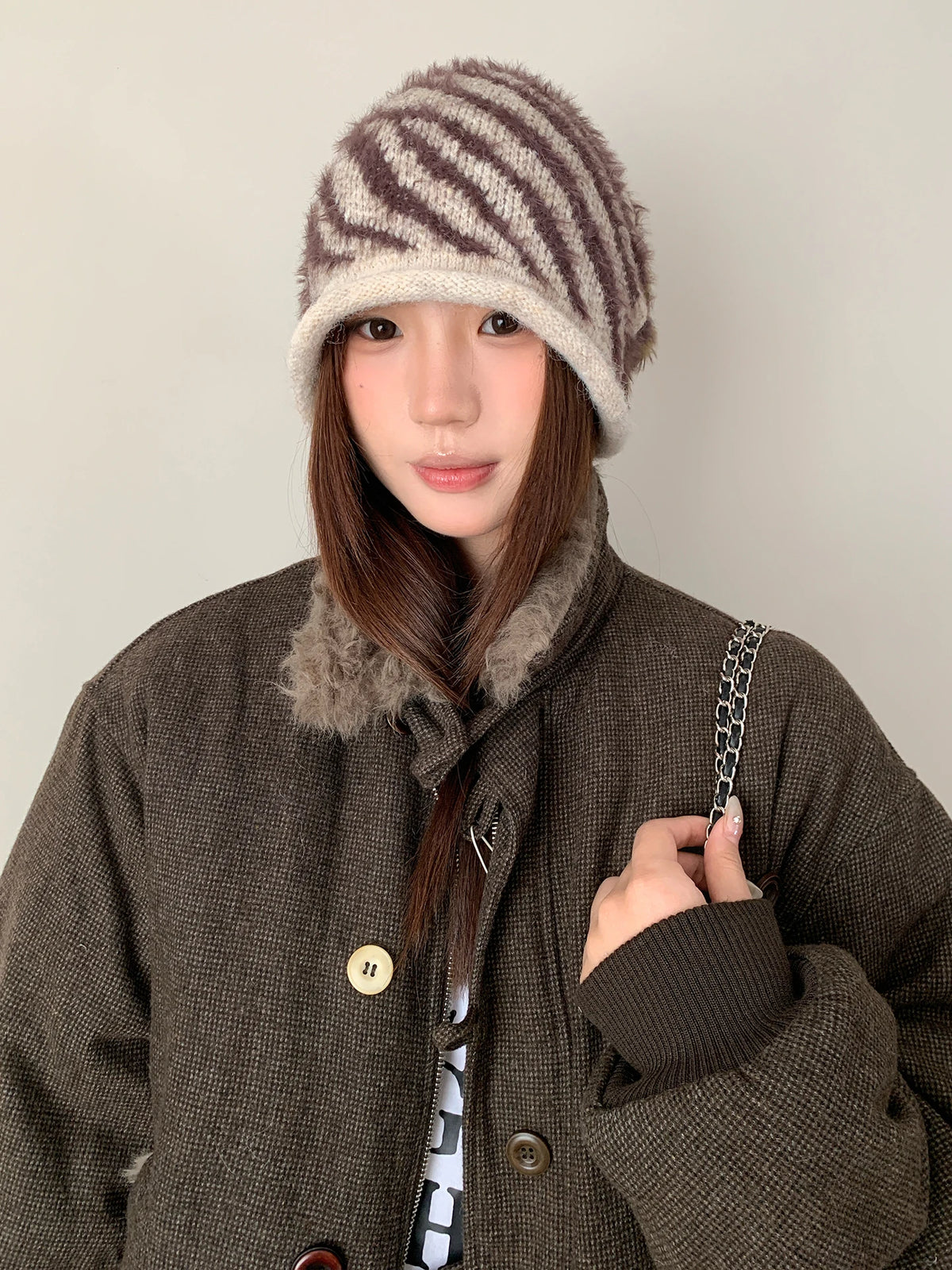 Korean Style Reversible Wave Leopard Print Slouchy Hat