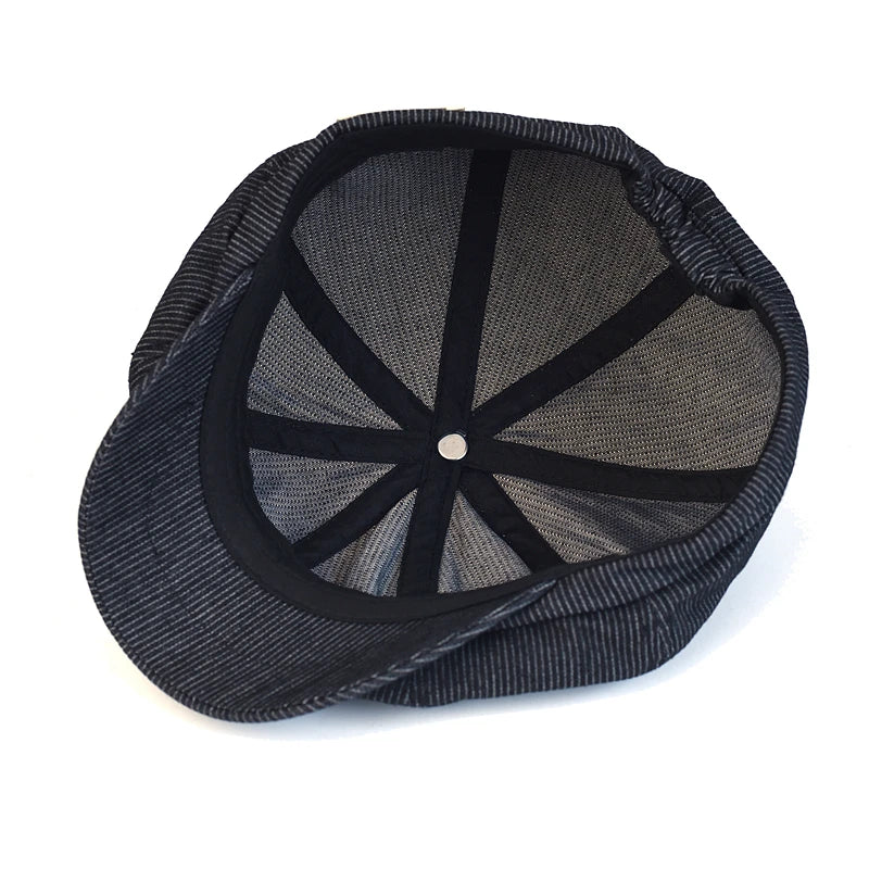 Stripe Newsboy Cap Peaky Casual Octagonal Hat