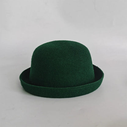 New Outdoor Fedora Pure Color 100% Wool Jazz Hat Wide Brim Ladies Elegant Round Hat