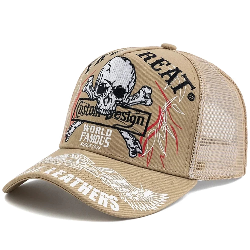 Unisex Punk Style Cap Skull Embroidery Baseball Hat