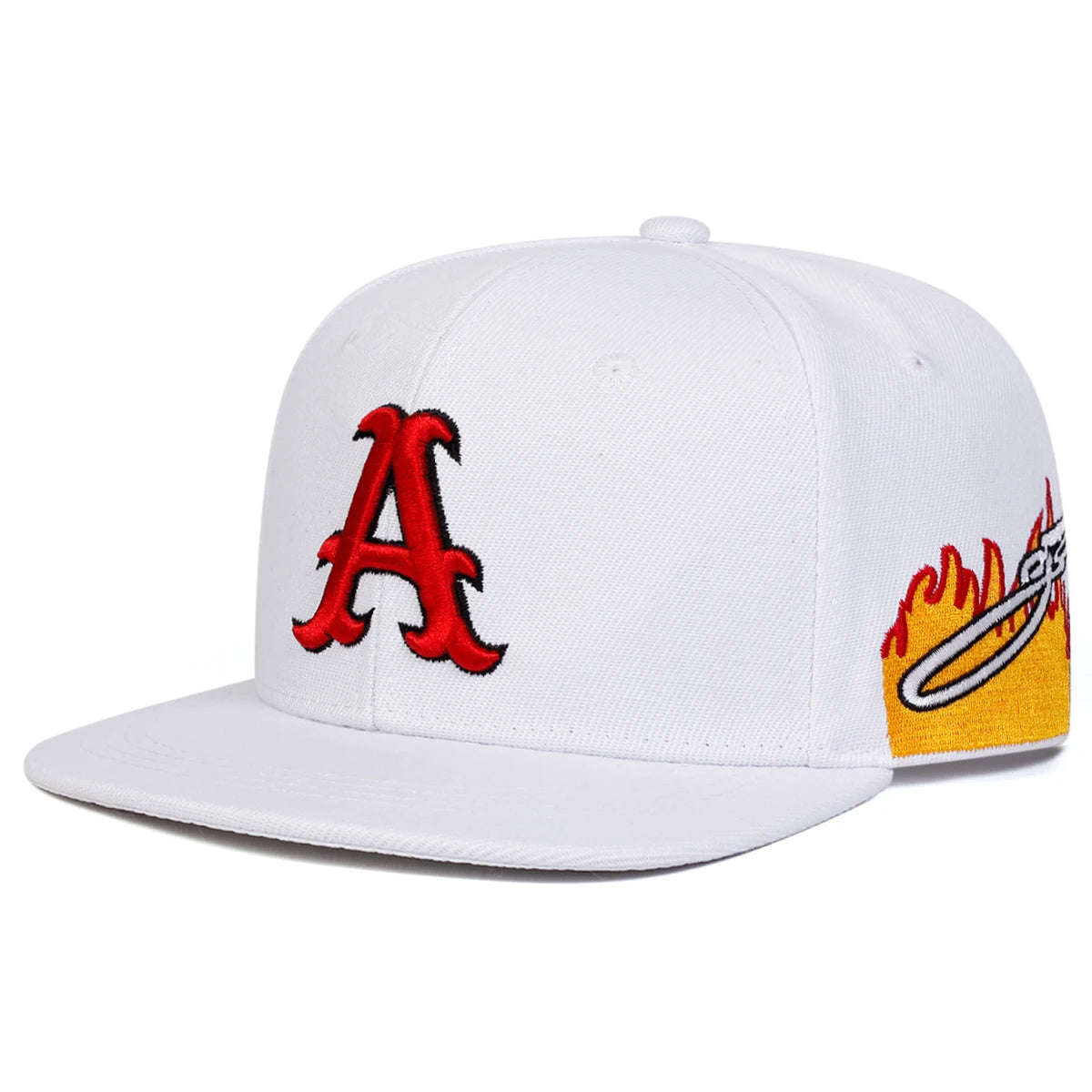Unisex A Letter Embroidery Side Flame Hip-hop Hats Spring Autumn