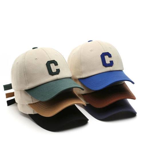 Unisex Cotton Baseball Cap For Women And Men Fashion Letter C Patch Hat Summer