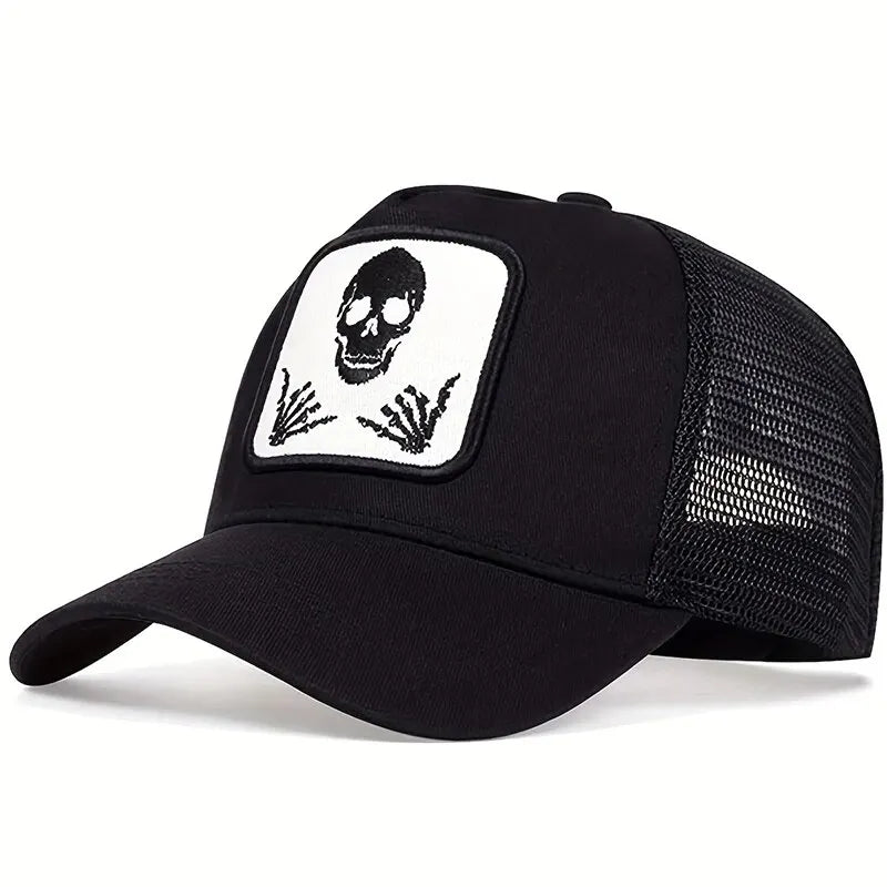 Unisex Skull Finger 666 Embroidery Baseball Net Caps Spring and Summer