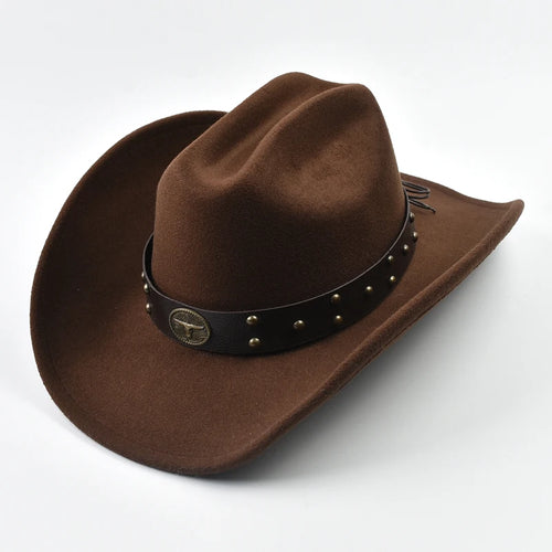 Men Women Vintage Big-Edge Western Cowboy Hat Gentleman Cowgirl Jazz Hat