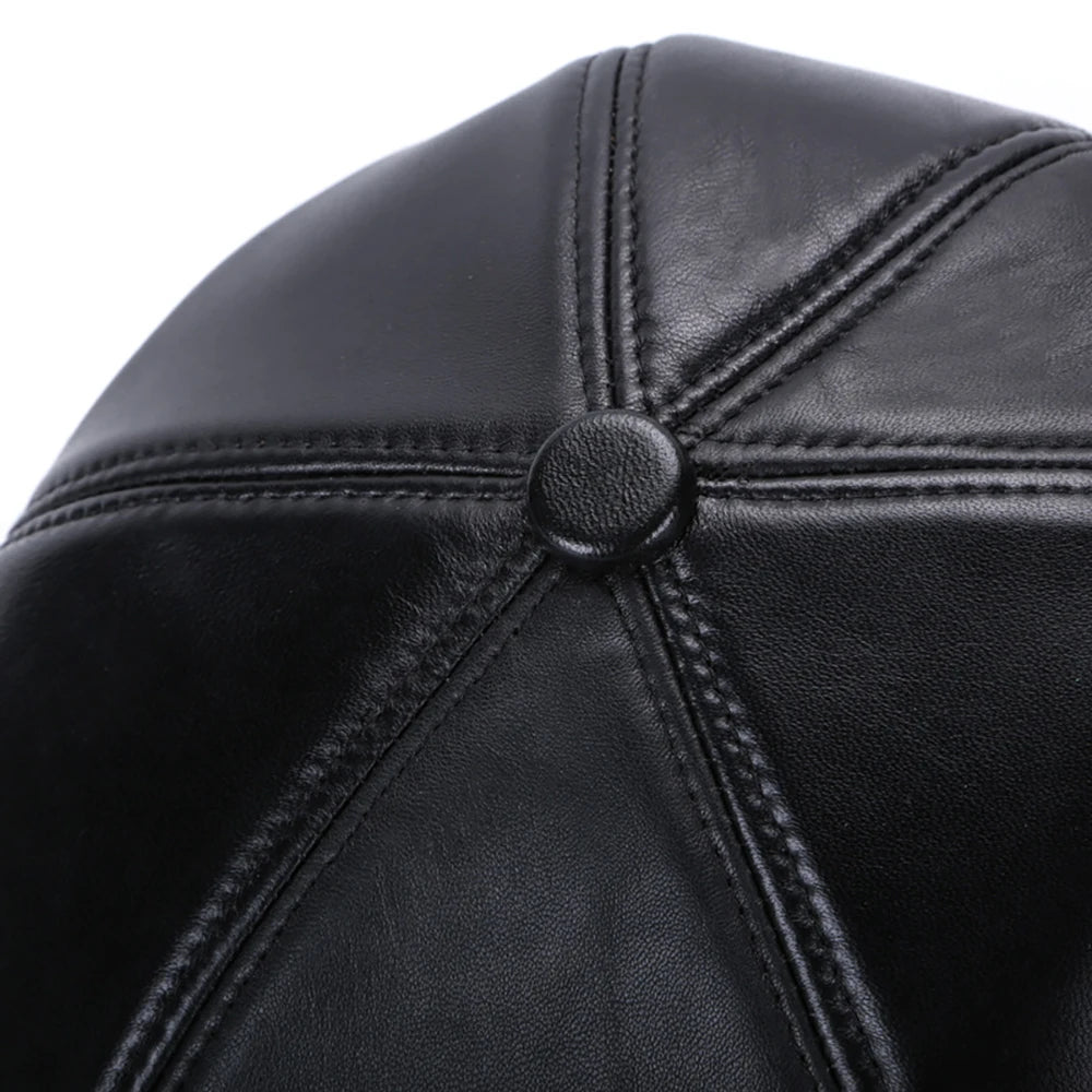 2026 Hot Sale Real Sheep Leather Berets Man Black Casual Duckbill Hats