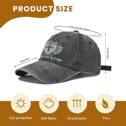 Vintage Washed Baseball Cap Unisex Distressed Snapback Hat Grey Cross Shield Embroidered Adjustable Dad Hat Streetwear