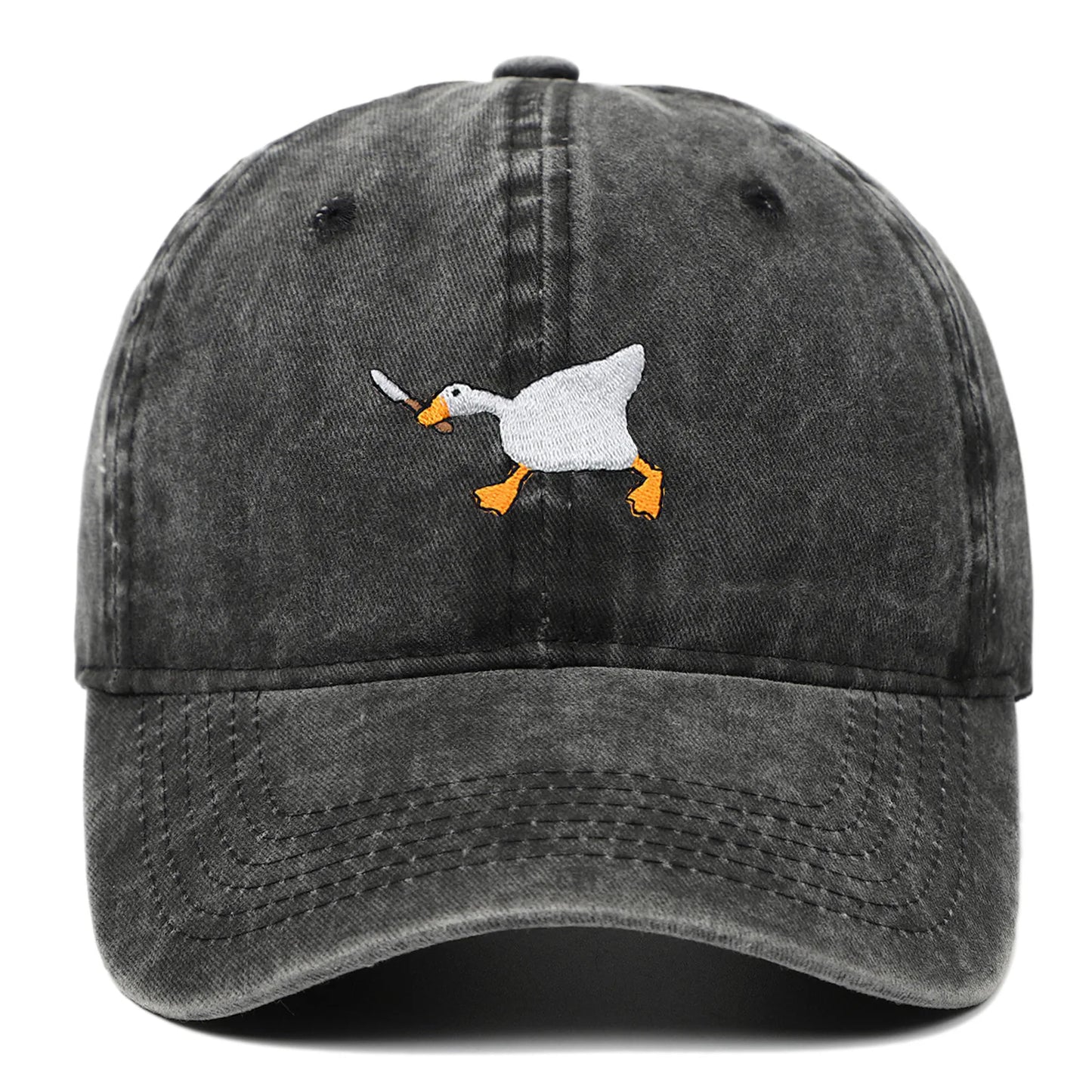 Embroidered Baseball Cap With Goose Pattern