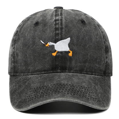 Embroidered Baseball Cap With Goose Pattern