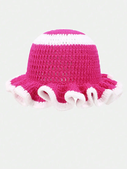 Solid Color Hand Knitted Knit Hat In Bohemian Style With Hollowed Out