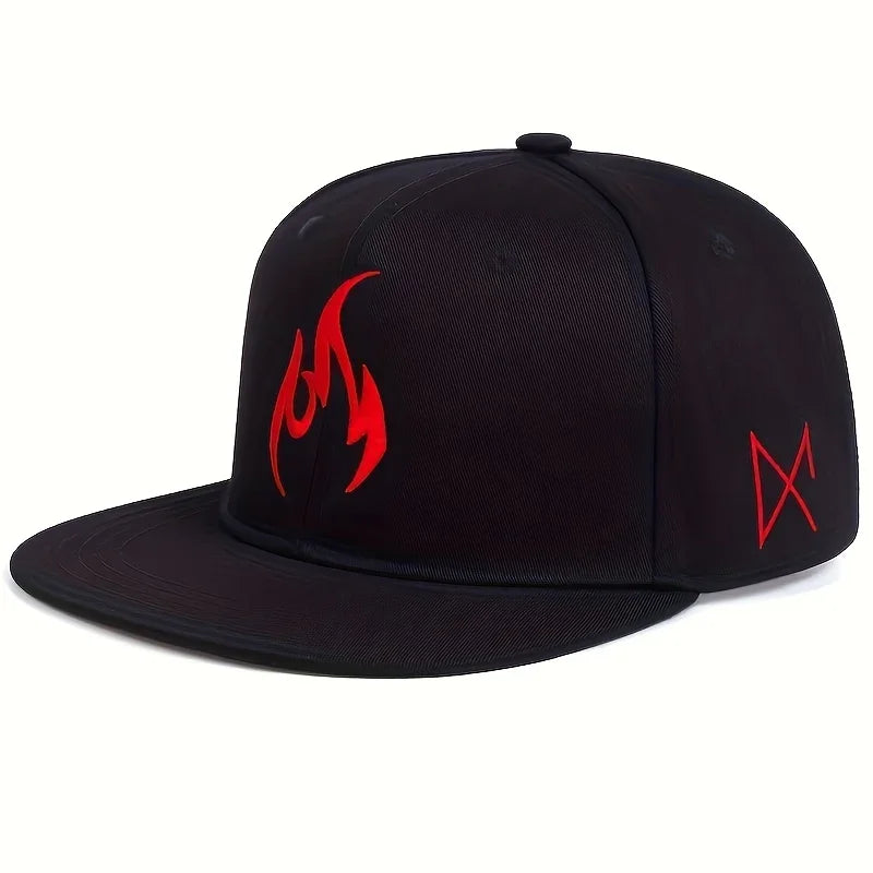Unisex Flame Embroidery Hip-hop Hats Spring Autumn