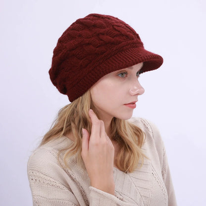 Women's Winter Cable Knit Hat Fashion Beret & Peaked Cap